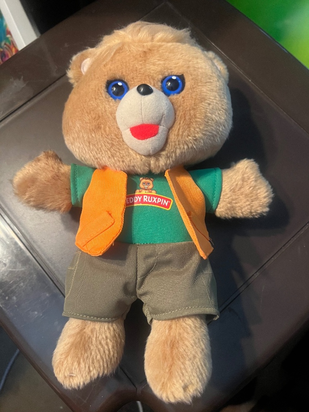 Teddy Ruxpin Plush Bear Talking Brown Bear Educational Toy 2018 Orange Vest